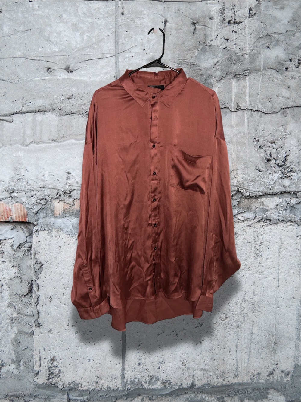 ASOS Rust Brown Satin Dress Shirt